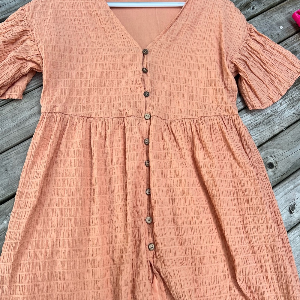 Peach Button-Down Dress